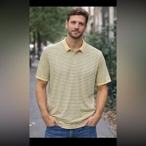 L.L.Bean Pima Cotton men's yellow/ black striped large size polo shirt